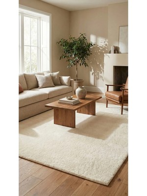 Halı Special Yuma Krem Peluş Halı|salon-Mutfak-Antre-Oturma Odası-Yumuşak-Kaymaz Taban-Yıkanabilir–modern