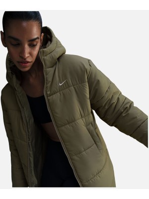 Nike Kadın Parka Kapüşonlu Puffer Therma Fit Loose Fermuarlı Mont Yeşil / FZ5903-320