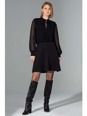 Journey Hakim Yaka-Şifon Detaylı Bluz