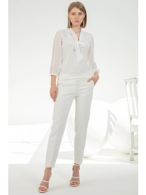 Journey Kravat Yaka-Şifon Kollu, Uzun Kol Body