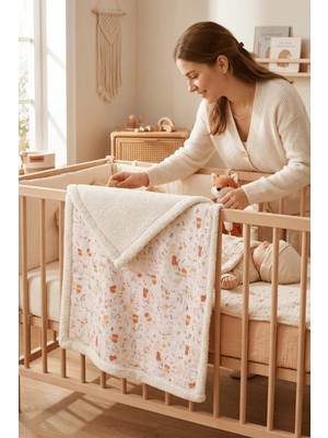 Luckka Puffy Bebek Battaniyesi 70x100 cm Koyun Tüylü Müslin Battaniye  - ZTPUF00