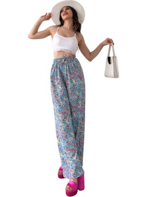 Stylmenplus Lastikli Bürümcük Pantolon - Mavi