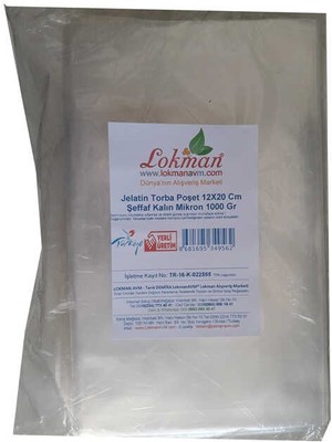 Dua Giyim Jelatin Torba Poşet 12X20 cm Şeffaf Kalın Mikron 1000 gr 1 Paket