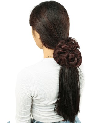 Yoğun Lı Lastikli Topuz Toka / Koyu Kızıl