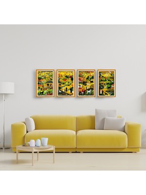 TASARIM ŞEYLER Lisa Jensen Nordic Pastoral Esintili Doğa Panoraması Mdf Tablo Seti