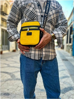 Marmara Qumasch CH102 - Stealht Kare Erkek Çanta Sıyah - Sarı