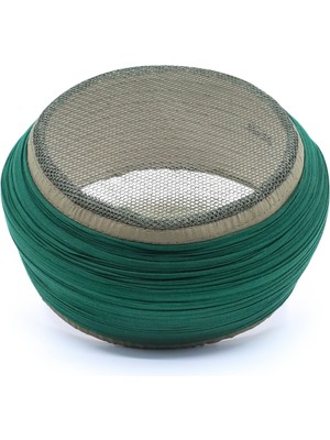 Sarıkhane Fileli Sarık – Yeşil Kumaş – Siyah Takke – Yuvarlak Sarım – Fileli – 5 Metre