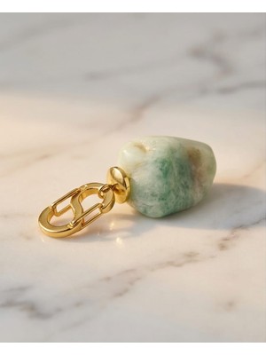 Altın Kaplama Açılabilir Klipsli Amazotit ve Hematit Taşlı Charm