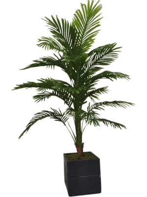 Areka Ağacı  Ahşap Siyah Saksı Yapay Ağaç 130 cm Doğal Ahşap Saksılı