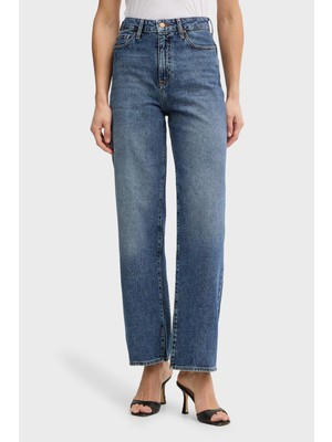 Armani Exchange Pamuklu Regular Fit Yüksek Bel Geniş Paça Jeans Bayan Kot Pantolon XW000100 AF21886 MB001