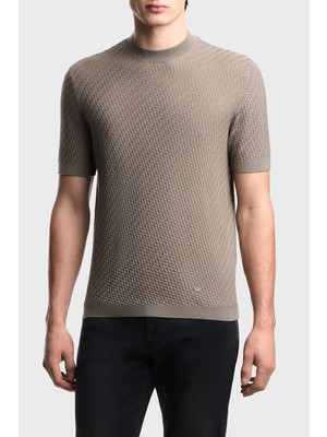 Emporio Armani Yünlü Regular Fit Bisiklet Yaka Kısa Kollu Kazak Erkek Kazak EM005303 AF23553 F1040