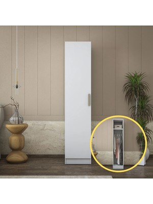 Rani BA172 Gardırop Tek Kapaklı Raflı Askılı Elbise Dolabı Beyaz