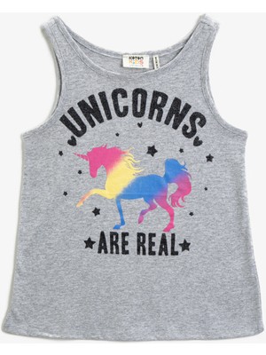 Koton Sloganlı Atlet Unicorn Baskılı