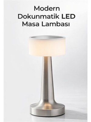 Hangast Dokunmatik Şarjlı LED Masa Lambası 3 Renk Işık Ayarlı Modern Gece Lambası
