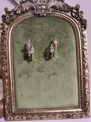 Mimoza Accessories Altın Kaplama Tek Delik Ikili Model Kadın Küpe