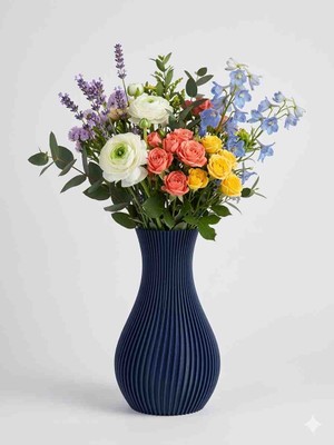 DenizCanlilari ​minimalist Tasarım Ribanalı Vazo - Salon ve Ofis Için Şık Dekorasyon