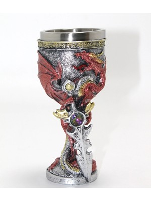 Hayat Store Ejderha ve Kılıç Temalı 3D Kabartmalı Çelik Kadeh Bardak ALK4373