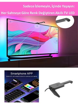 PRNTECH, TV Ekran Senkron LED Işık(ADAPTÖR DAHİLDİR) TV EKRANA GÖRE RENK YAYAN,TV ARKA LED IŞIK (75" TV İÇİN)