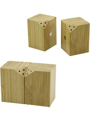 Shopwave 5X5CM--Y:7CM   2pcs   Mıknatıslı Ikiz   Ahşap Bambu  Baharatlık - Tuzluk (5047)