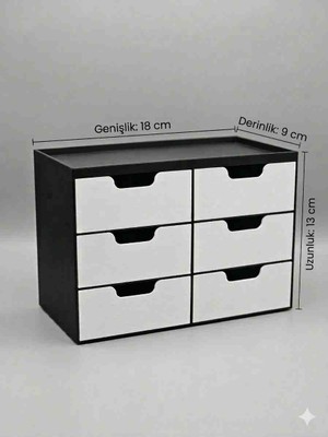DenizCanlilari Hobi ve Aksesuar Kutusu - 6 Bölmeli Çekmeceli Organizer (18X13X9 Cm)