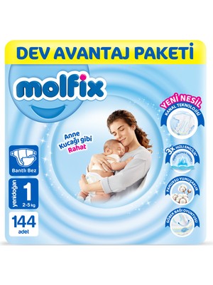 Molfix Kanal Teknolojisi Dev Avantaj Paketi 1 Beden Yenidoğan 144 Adet