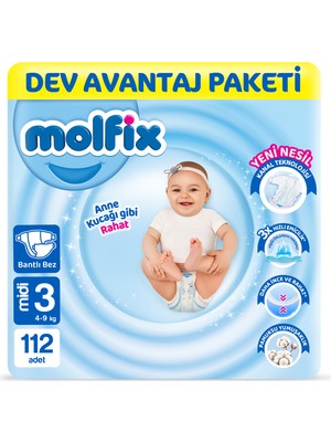 Molfix Kanal Teknolojisi Dev Avantaj Paketi 3 Beden Midi 112 Adet