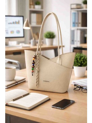 Decent Polo Fonksiyonel Şık Günlük Kadın Kol ve Omuz Çantası Vizon 131