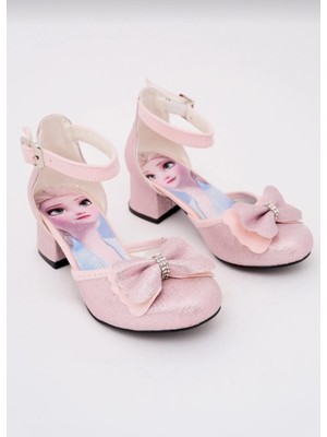 SGF Kids Pembe Çocuk Karakterli Topuklu Abiye Ayakabı