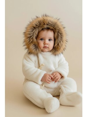 Yupera Welsoft Tüylü Şapkalı Bebek Tulum