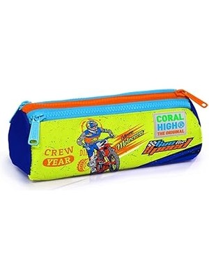Indispensablely Coral High Lacivert Sarı Motosiklet Üç Bölmeli Kalemlik -Erkek Çocuk