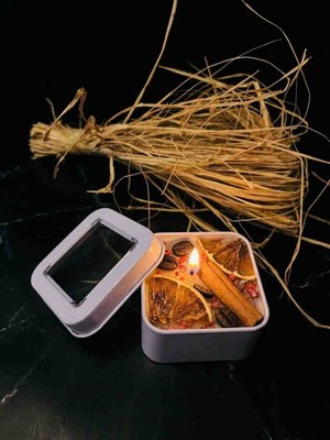 Floryn Dekoratif Soya Mum – Portakal Dilimli Tarçınlı Kahveli Aromaterapi Mum El Yapımı