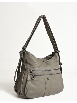 571 Collections Çanta Yıkanmış Deri Hem Sırt Hem Omuz Çantası (Model: 571-9-10D)