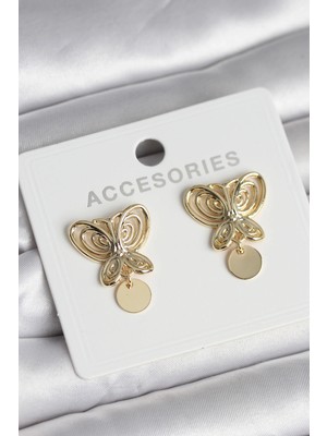 Epilons Mey Ithalat® Füsun Küpesi Model Gold Renk Model Pirinç Kadın Küpe