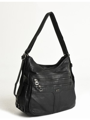 571 Collections Çanta Yıkanmış Deri Hem Sırt Hem Omuz Çantası (Model: 571-9-10D)