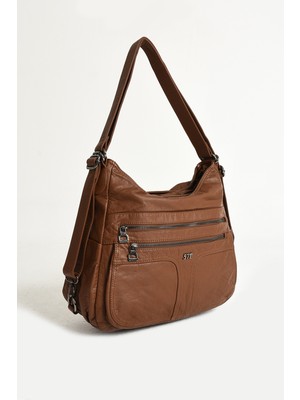 571 Collections Çanta Yıkanmış Deri Hem Sırt Hem Omuz Çantası (Model: 571-9-10D)