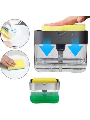 İlk El Grup Ikisi Bir Arada Basmalı Pratik Sıvı Sabunluk Pompası ve Bulaşık Yıkama Süngeri Haznesi (488