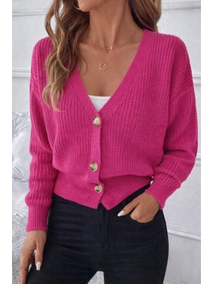 Marsilyan- Kadın Uzun Kollu Düğme Detay Triko Bluz