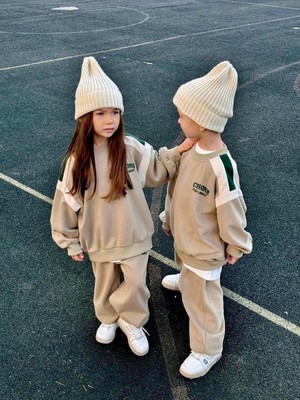 Unisex Çocuk Pamuklu Sweatshirt Eşofman Takım