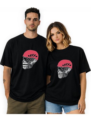 Kidilia Kuru Kafa Tırmanış Görselli Unisex Bisiklet Yaka Tasarım Tshirt - Beden: Lrenk: Siyah