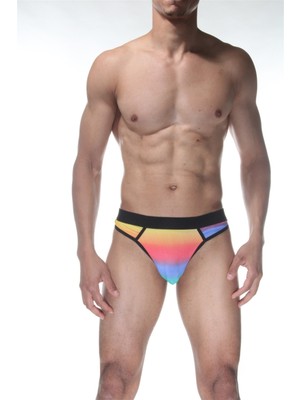 Pileli Store Gökkuşağı Erkek  Tanga Kulot