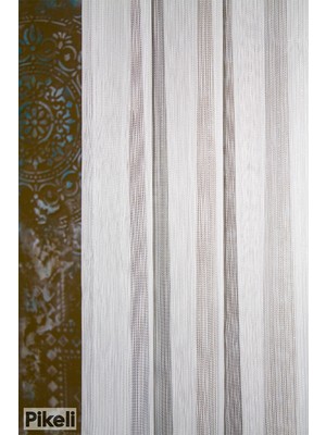 Pikeli -Inci Şeffaf Simli Çizgili Tül Perde – Işıltılı, Ferah ve Zarif Doku - 1x3 Sık Pile - Hazır Dikim