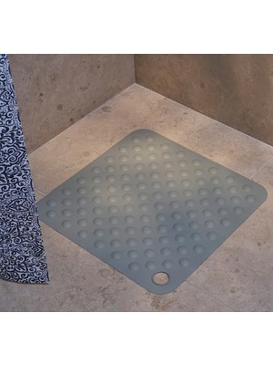 IKEA Quality Banyo Kaydırmazı 50X50 cm Küvet Içi Vantuzlu Kaydırmaz Paspas Gri Renk Kare Kaymaz