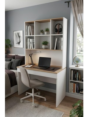 Arion Kids Yeni Nesil Kitaplıklı Çalışma Masası | MDF | Ergonomik Tasarım | Kitaplıklı ve Açılabilir Kapaklı Model