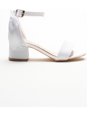 SGF Kids Beyaz Kum Simli Arkadan Fiyonklu Çocuk Ayakabı