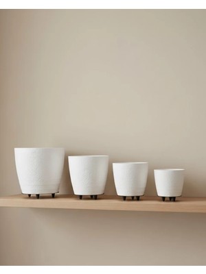 Buyx 4’lü 3D Beyaz Dekoratif Vazo Seti Modern Ayaklı Şık Saksı Takımı - BU002T-7HEUC2