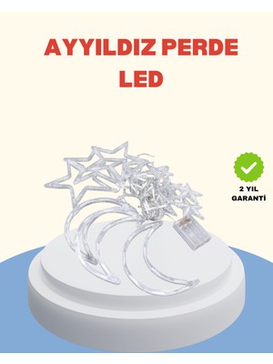 Buyx Yıldız Ay Tasarımlı Prizli Perde LED Işık Iç Mekan Dekoru - BU002T-7HFBK2