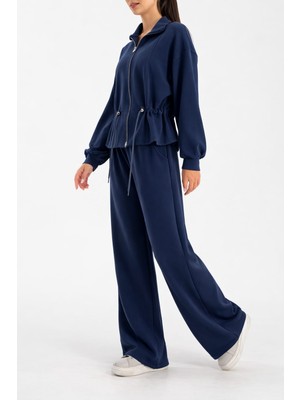 Lubiti Modal Kumaş Fermuarlı Bel Büzgülü Baggy Pantolon Rahat Spor Takım