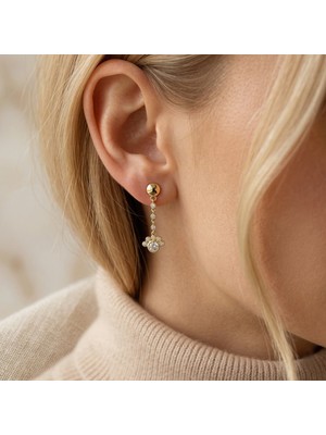 Vaoov 925 Ayar Gümüş Beyaz Taşlı Pati Sallantılı Küpe