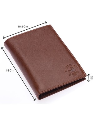 Westpolo Hakiki Deri Kağıt Para ve Bol Kart Bölmeli Unisex Portföy Cüzdan - Taba