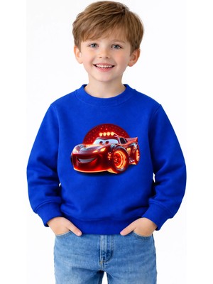 Efendioğlu Design Sweatshirt Alevli Araba Baskılı Çocuk Pamuklu Sweatshirt